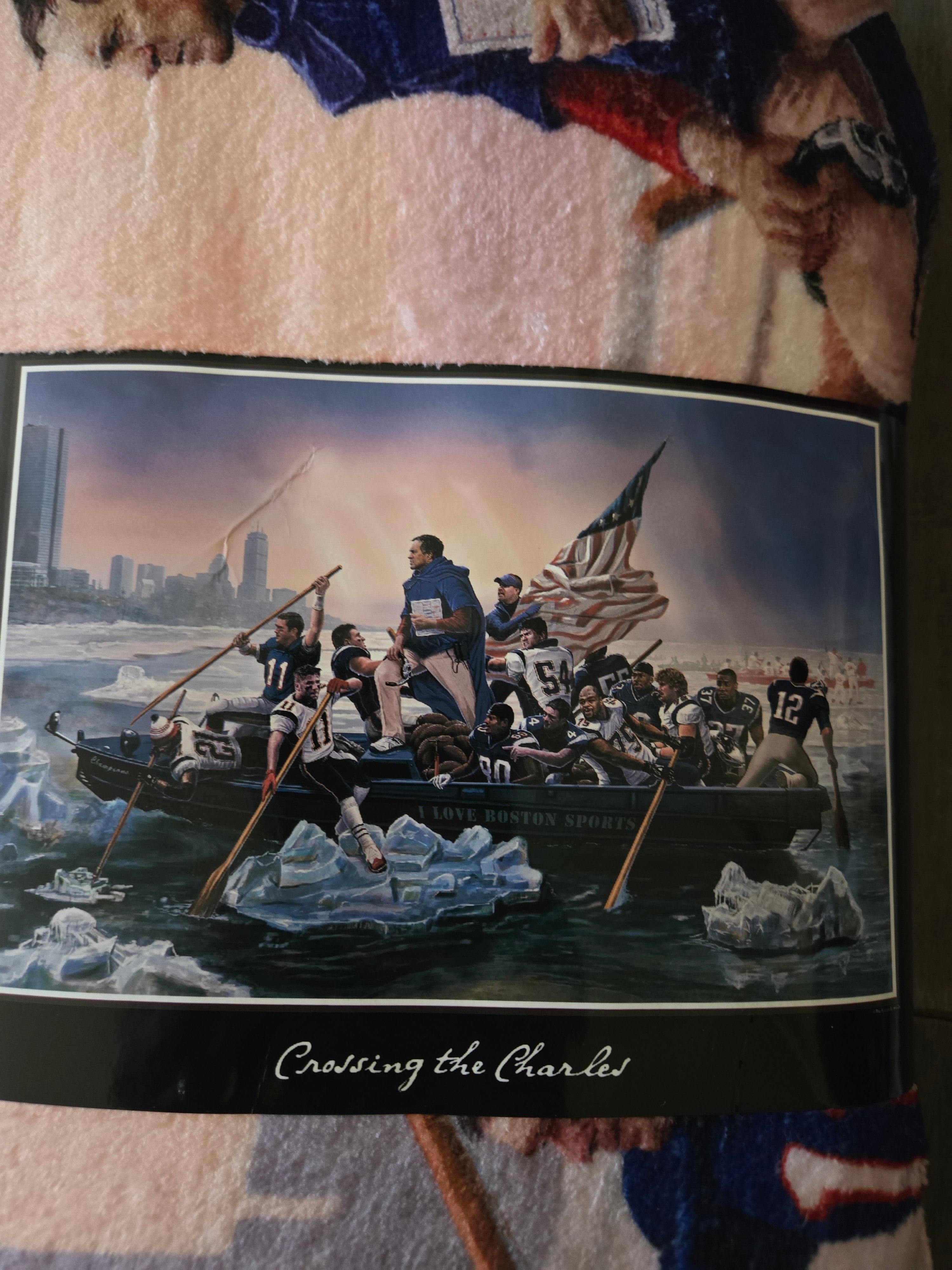 48"x60" Crossing the Charles Classic New England Patriot Sherpa Throw