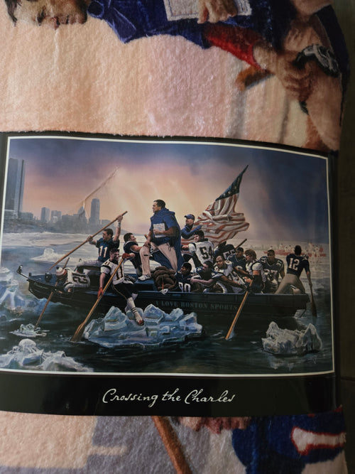 48"x60" Crossing the Charles Classic New England Patriot Sherpa Throw