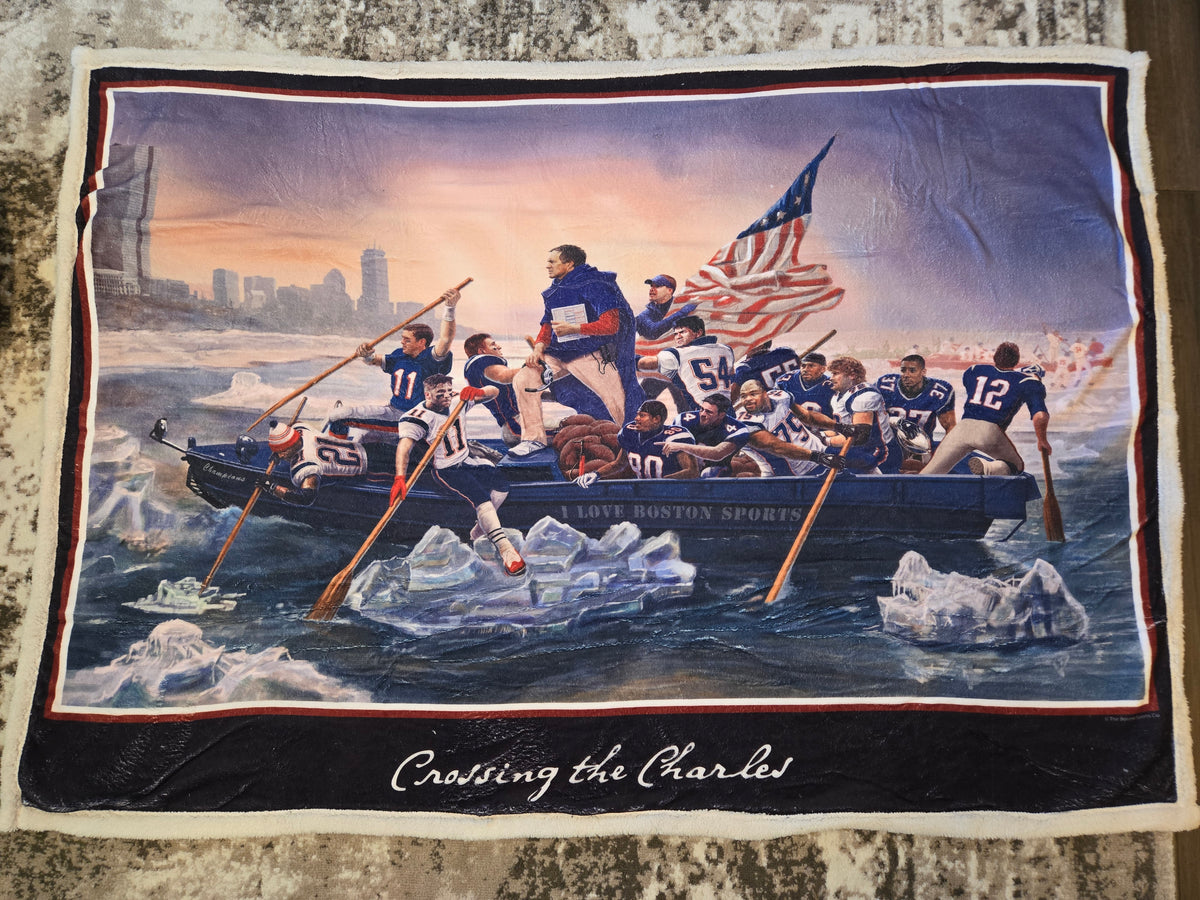 48"x60" Crossing the Charles Classic New England Patriot Sherpa Throw