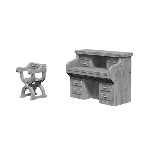 WizKids Deep Cuts Unpainted Miniatures: Desk and Chair