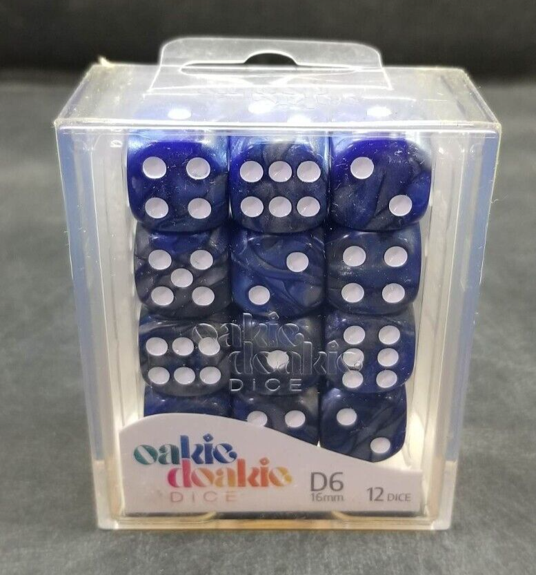 D6 dice set 12 dice 16mm Gemidice Liquid Steel Oakie Doakie NEW