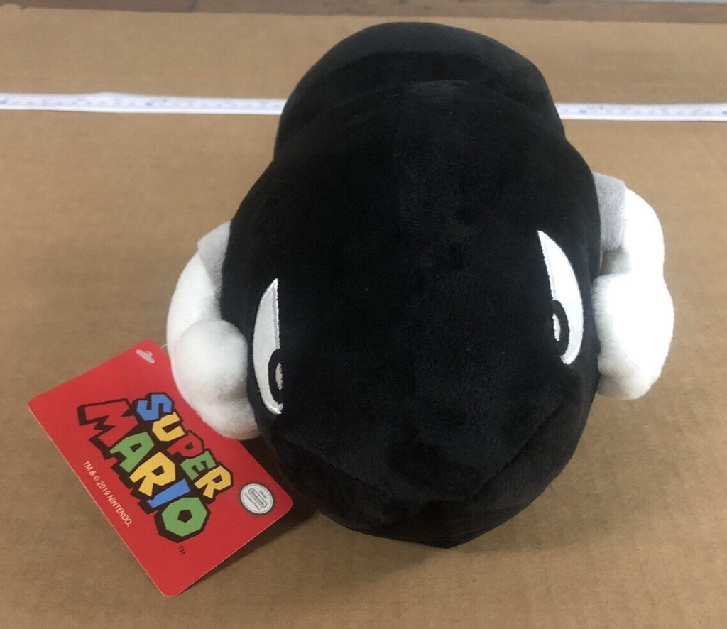 Bullet Bill Plush 8" Super Mario Nintendo Black/White NWT