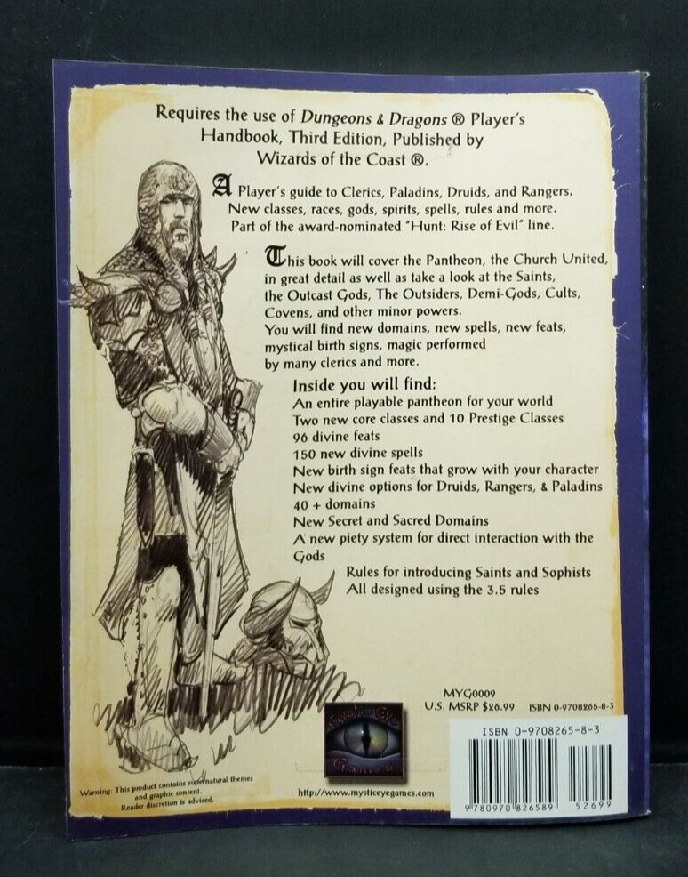 The Pantheon and Pagan Faiths d20 D&D Dieties Gods MYG0009 Sourcebook