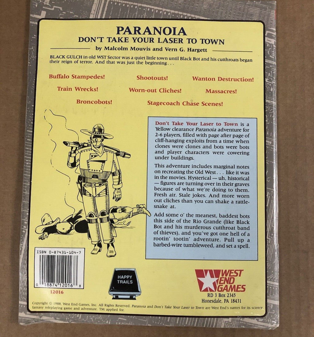 Paranoia The Roleplaying Game Don't Take Your Laser to Town RPG NEW