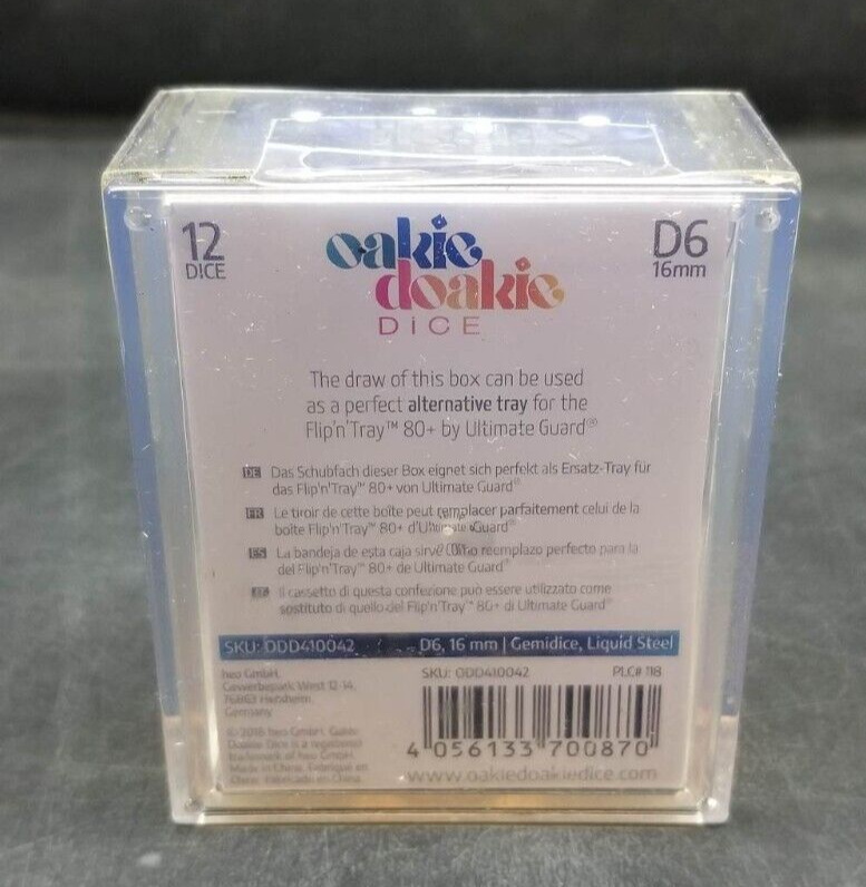 D6 dice set 12 dice 16mm Gemidice Liquid Steel Oakie Doakie NEW