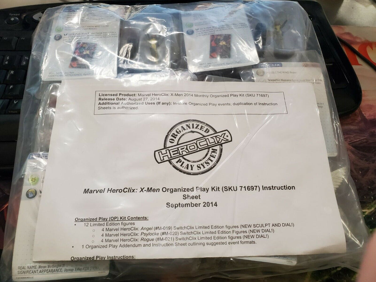SEALED HeroClix X-Men Organized Play Kit 71697 Angel Psylocke Rogue 019 020 021