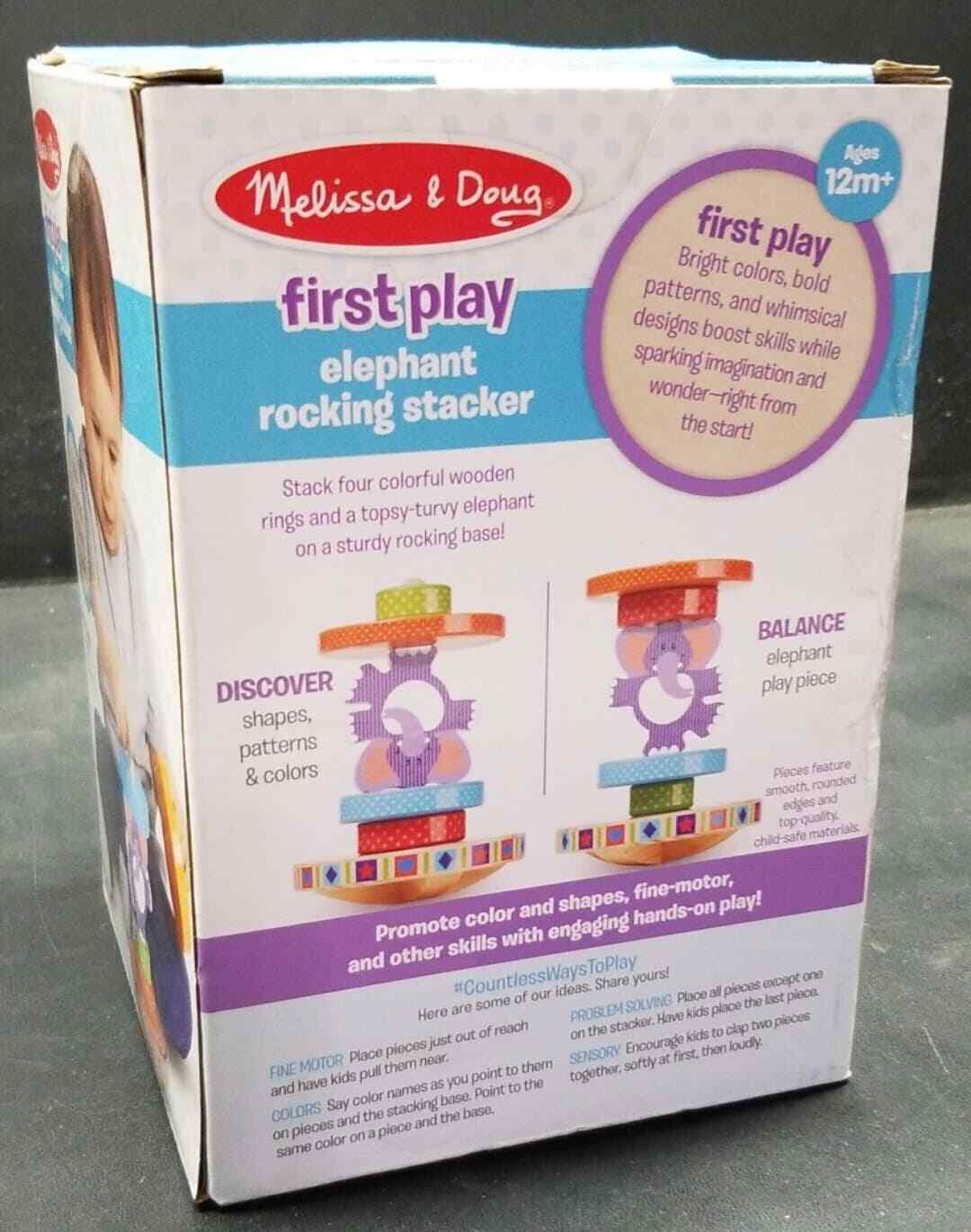 Melissa & Doug Elephant Rocking Stacker Toy 12m+ NEW DMG BOX