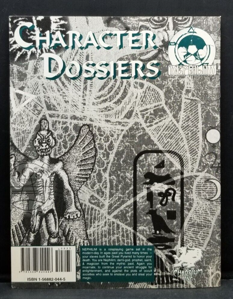 Character dossiers NEPHILIM Deluxe Character Generation summary & Folder NEW