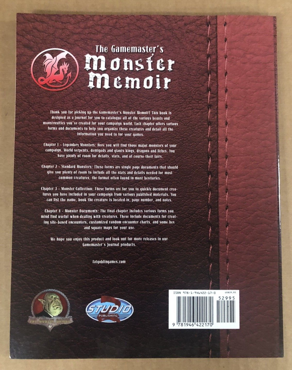 Gamemaster's Monster Memoir Journal RPG NEW