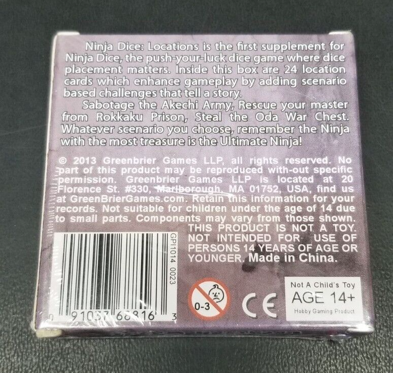 Ninja Dice Location Cards Expansion NEW SEALED