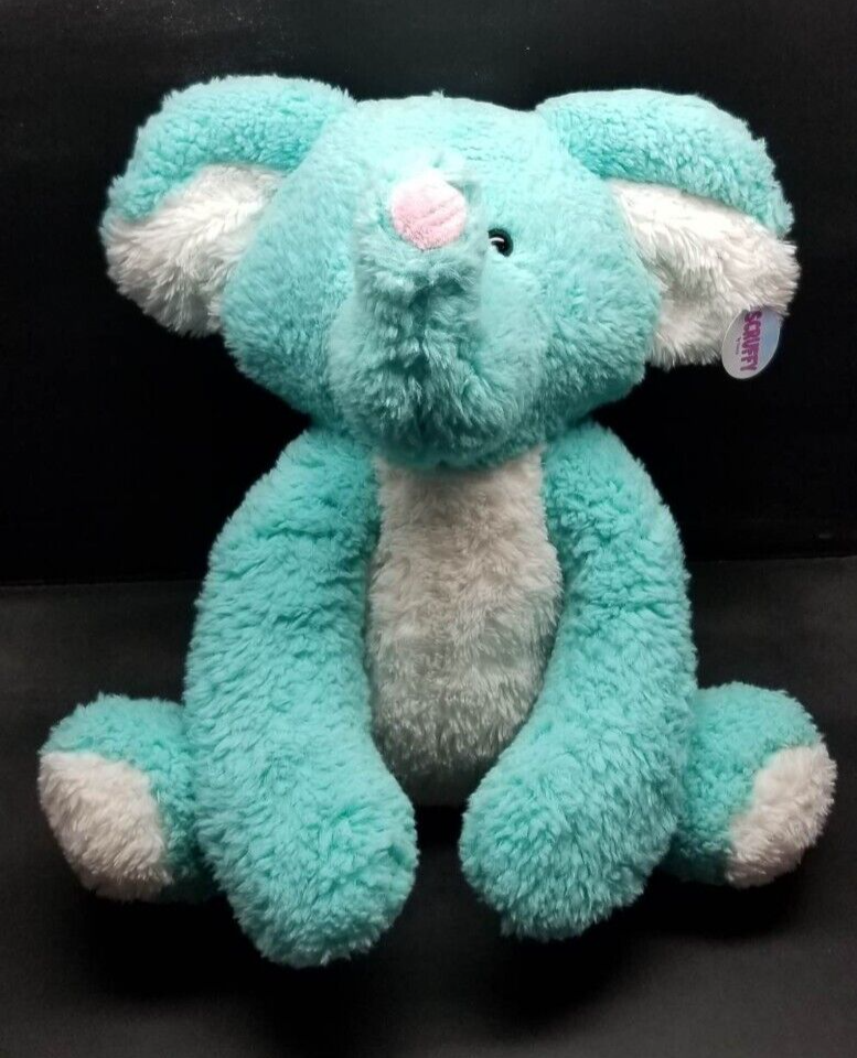 Fiesta Scruffy 22 Inch Turquoise Elephant Plush NEW WITH TAG