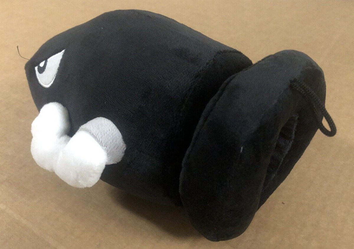 Bullet Bill Plush 8" Super Mario Nintendo Black/White NWT