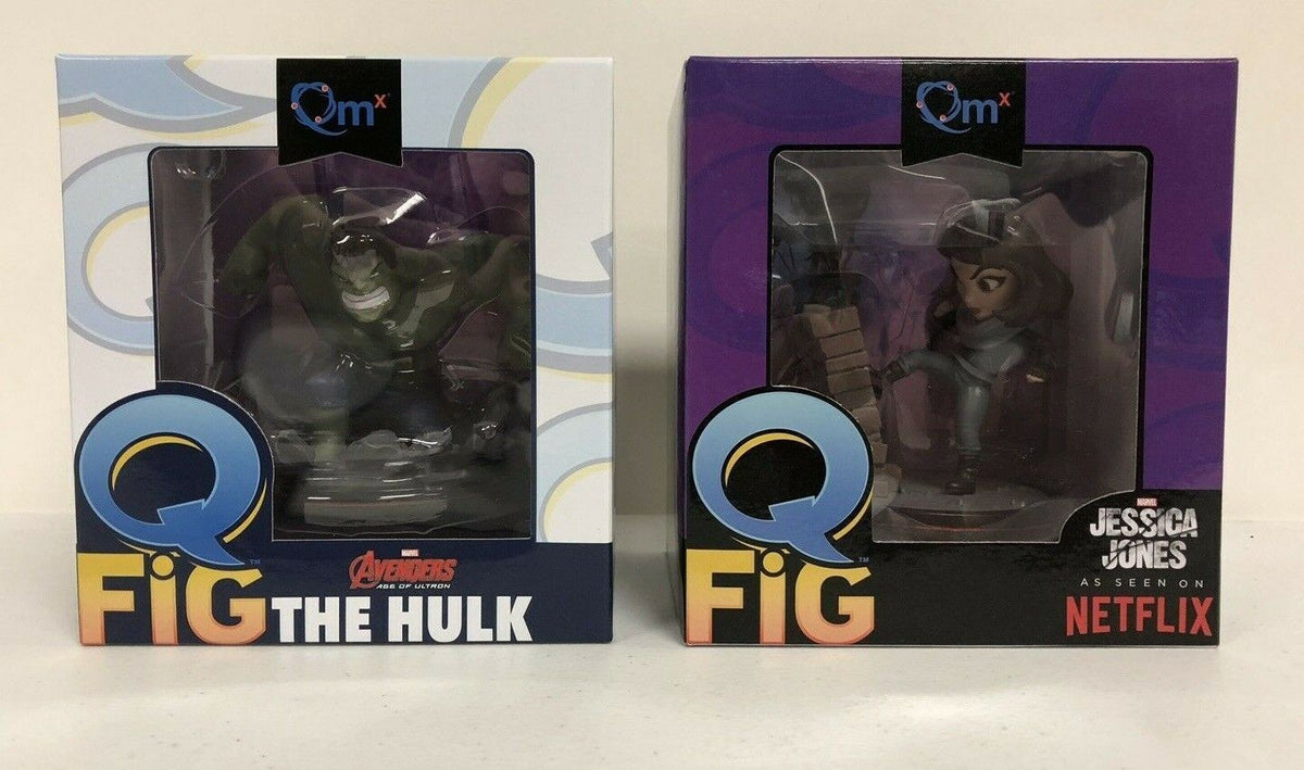 Jessica Jones Netflix + Avengers The Hulk Q Figs - Lot of 2 (Marvel) NIB