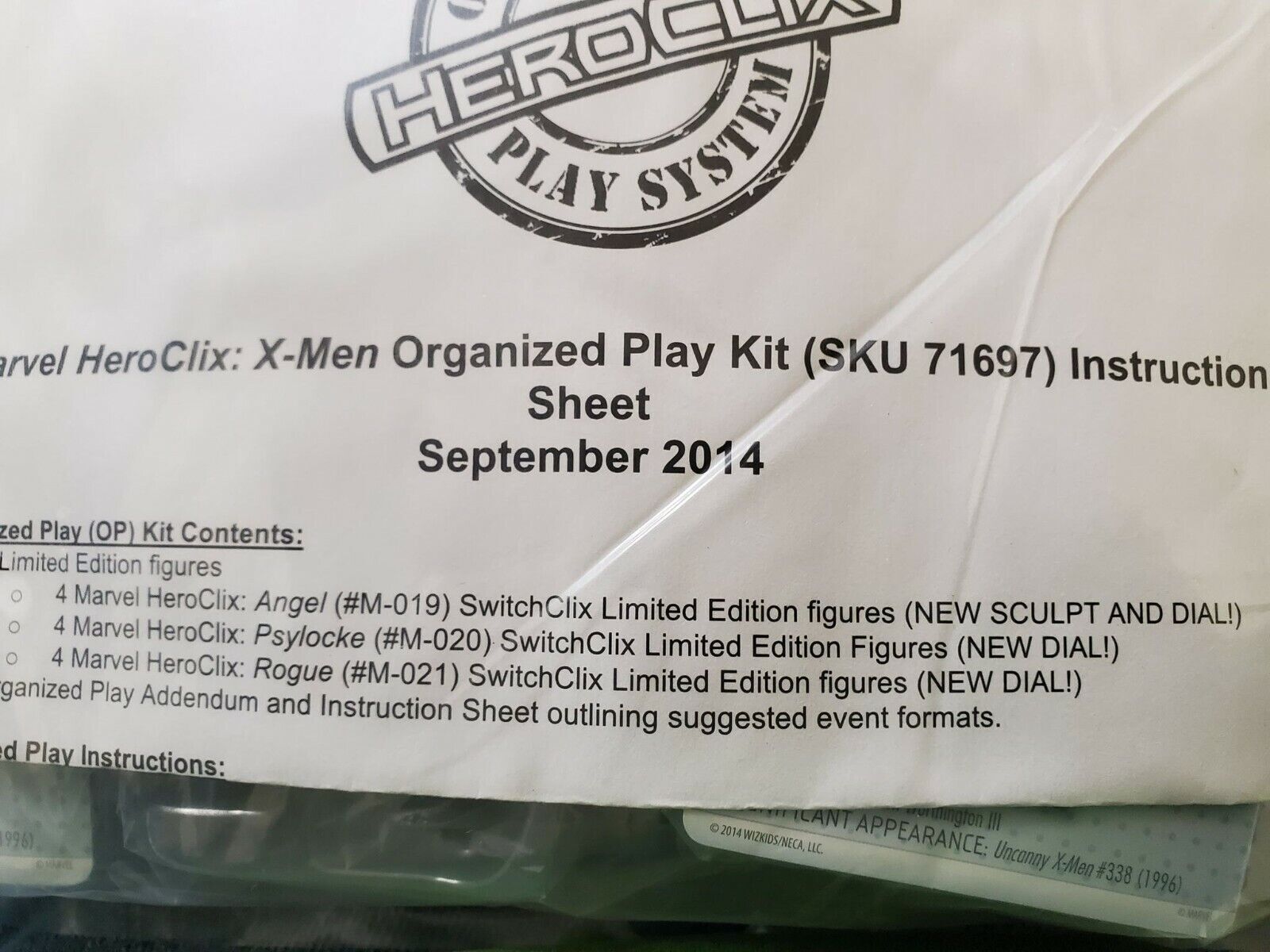 SEALED HeroClix X-Men Organized Play Kit 71697 Angel Psylocke Rogue 019 020 021
