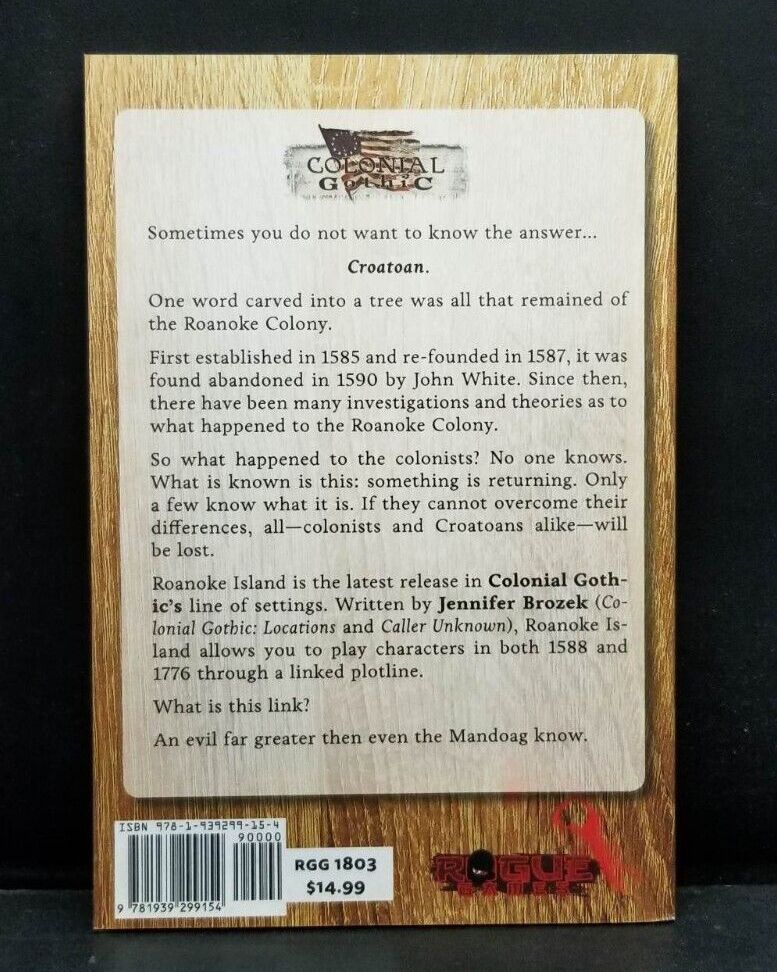 Colonial Gothic Roanoke Island Rogue Games RPG RGG 1803