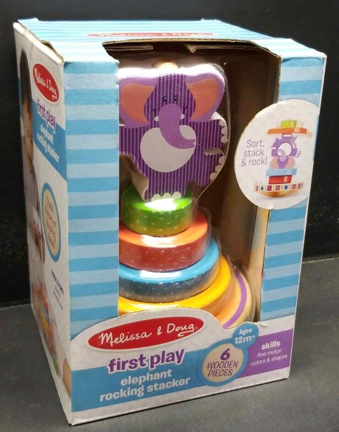 Melissa & Doug Elephant Rocking Stacker Toy 12m+ NEW DMG BOX