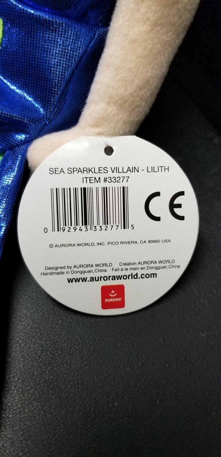 Aurora Sea Sparkles Villain 18" Lilith Mermaid Plush NEW WITH TAGS