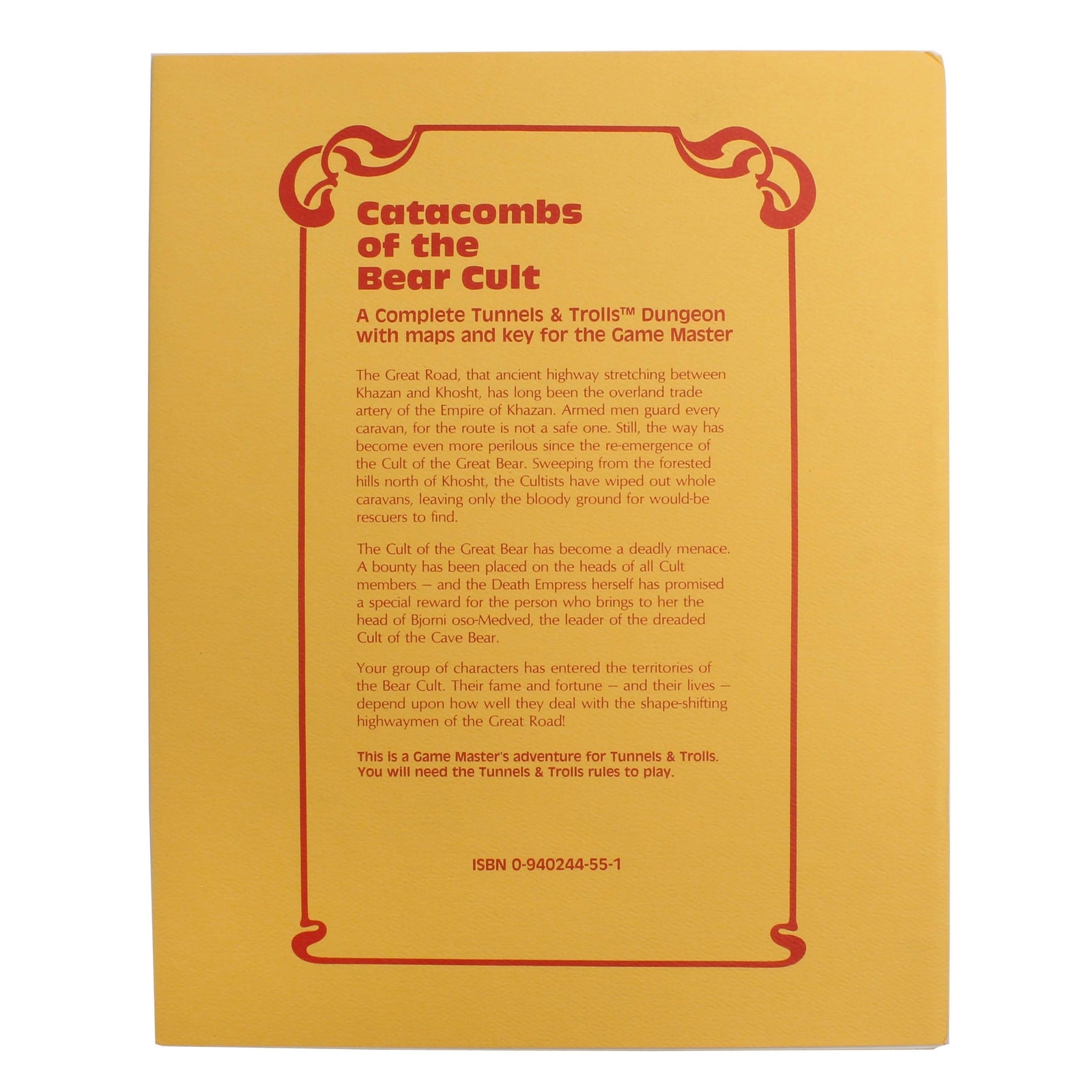 Tunnels & Trolls: Catacombs of the Bear Cult (GM Adventure)