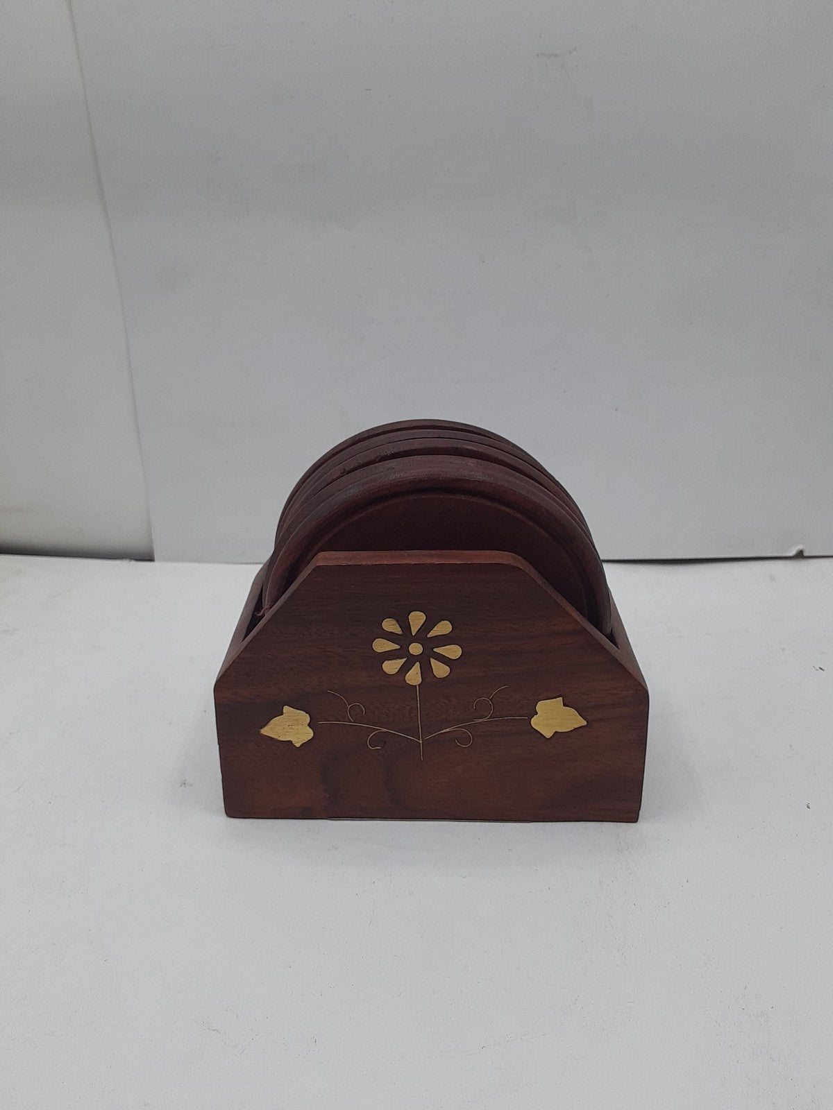 Flower Motif Wooden Coasters (Set Of 6) Cornucopia Brands